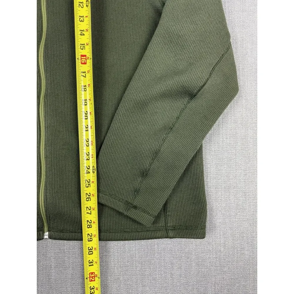 The North Face Waffle Fleece Full Zip Jacket Green Men’s XXL Textured Outdoor